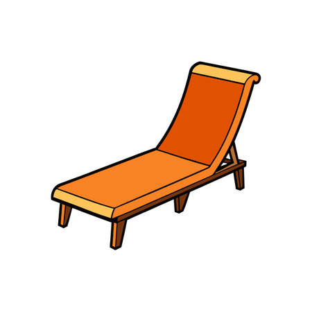 Orange lounge chair in a simple cartoon isometric styleのイラスト素材