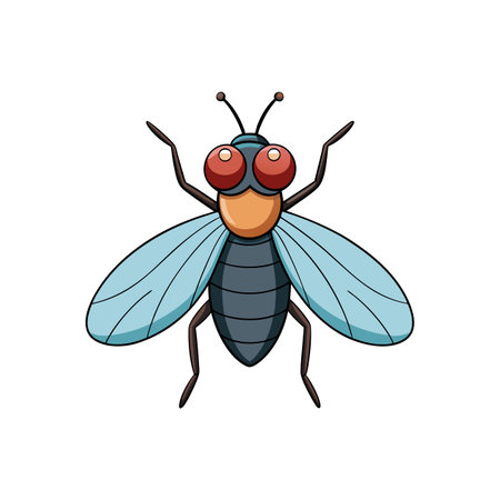 Cartoon Fly Illustration with Exaggerated Features on White Backgroundのイラスト素材