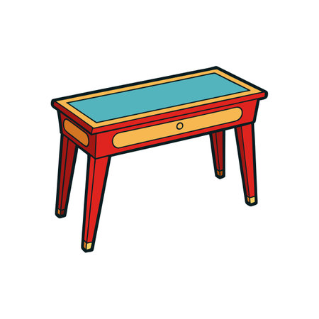 Retro style console table with storage drawer illustrationのイラスト素材