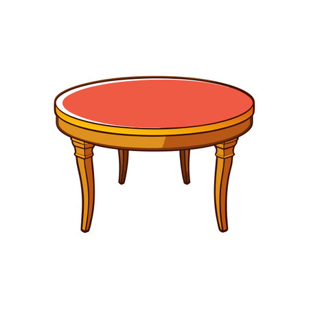 Oval table with reddish surface and wooden legsのイラスト素材
