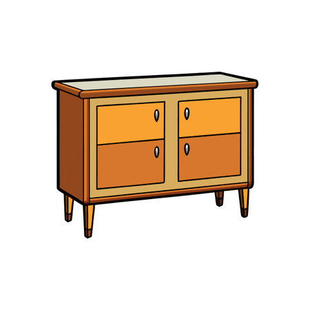 Cartoon illustration of a vintage wooden chest of drawersのイラスト素材