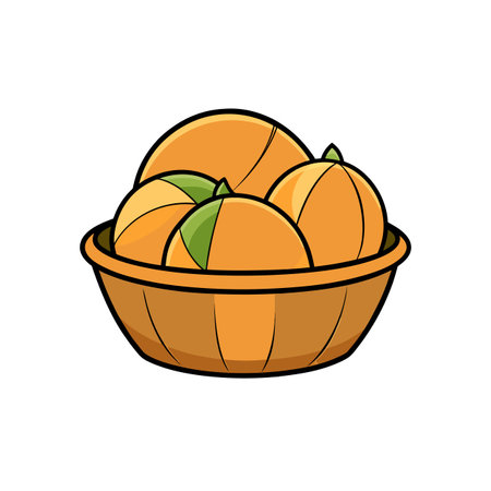 Basket overflowing with fresh oranges; bright and cheerful imageのイラスト素材