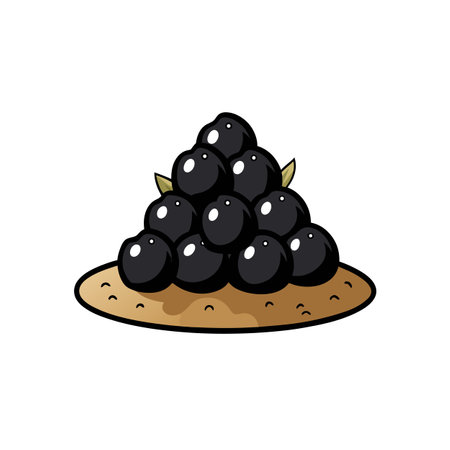 Stylized pile of acai berries on a brown baseのイラスト素材