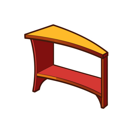 Cartoon red and yellow triangular side table illustrationのイラスト素材