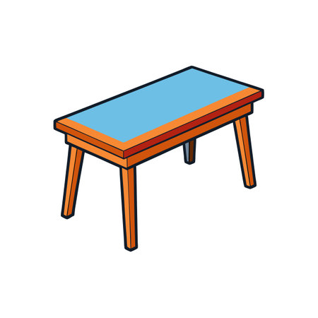 Isometric blue table with orange frame on white backgroundのイラスト素材