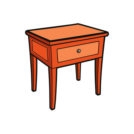 Cartoon style orange nightstand with single drawer illustrationのイラスト素材