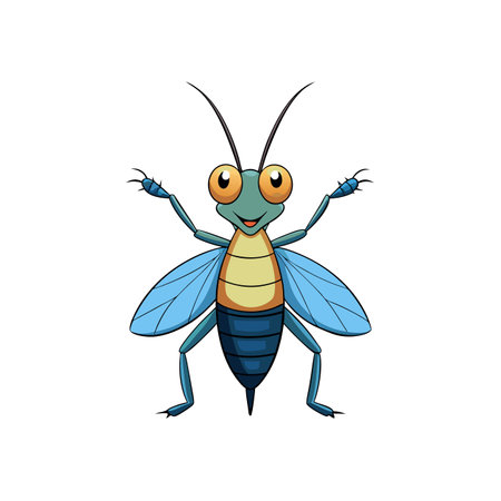 Cartoon Grasshopper Illustration Isolated on White Background Vector Graphicのイラスト素材