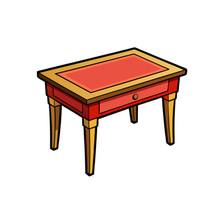 Red and Gold Desk Isometric Illustration on White Backgroundのイラスト素材
