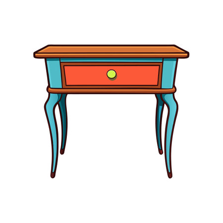 Cartoon table with a single drawer and four legsのイラスト素材