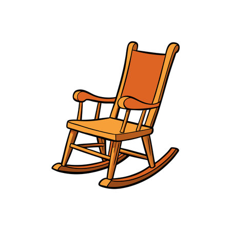 Cartoon style rocking chair in bright orange and blackのイラスト素材