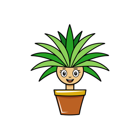 Cute potted plant with a smiling human face vectorのイラスト素材