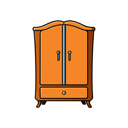 Cartoon style orange wardrobe isolated on white backgroundのイラスト素材