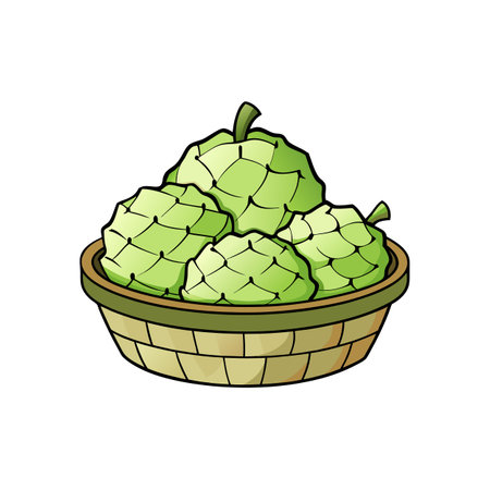 Cartoon artichokes in a basket, vector illustration imageのイラスト素材