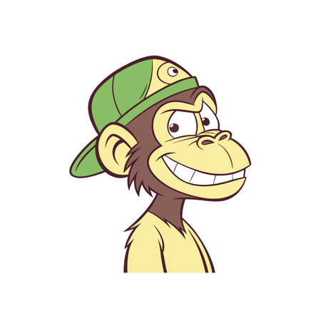 Cartoon monkey with hat smiling portrait stock illustration image