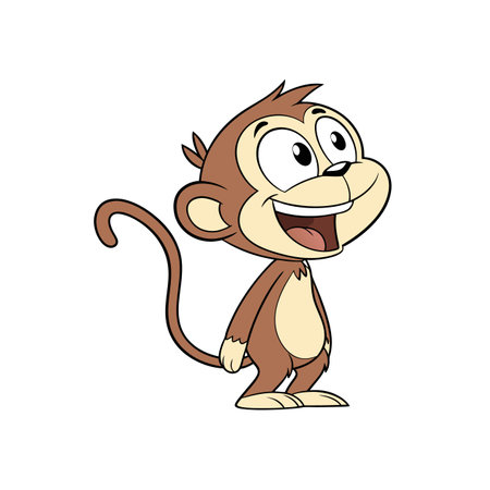Cartoon monkey standing and smiling on a white backgroundのイラスト素材