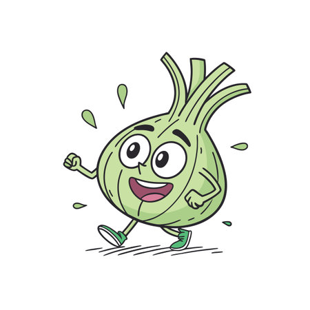 Cartoon Onion Character Running Exercising and Promoting Healthy Lifestyleのイラスト素材