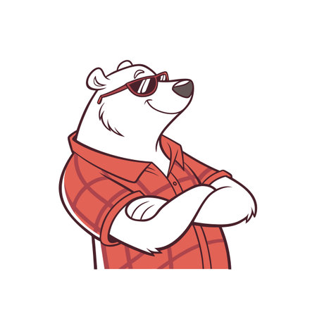 Cool bear with sunglasses and shirt, vector illustrationのイラスト素材
