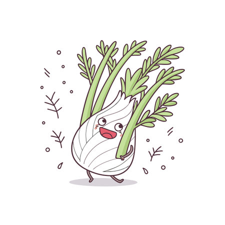 Cartoon fennel character illustration on white backgroundのイラスト素材