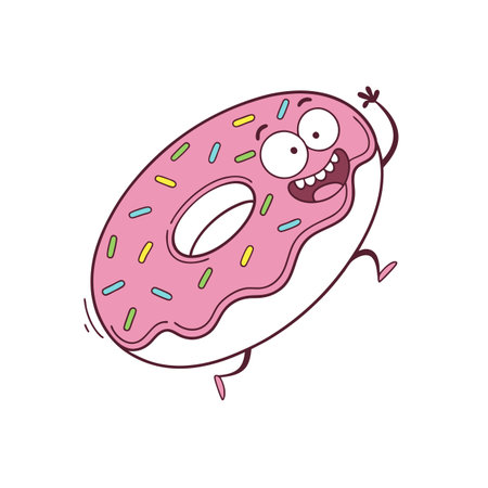 Cheerful cartoon donut with sprinkles on a white backgroundのイラスト素材