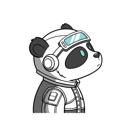 Cartoon panda character in futuristic suit and space gogglesのイラスト素材