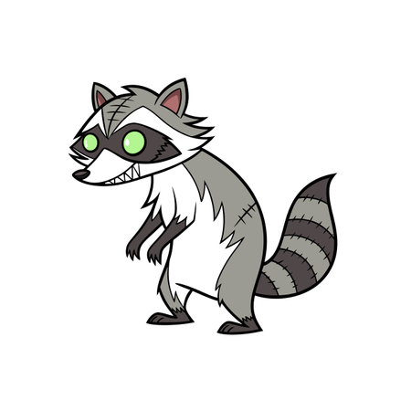 Cartoon raccoon standing on hind legs, grinning slylyのイラスト素材