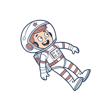 Cartoon astronaut floating in space with a happy expressionのイラスト素材
