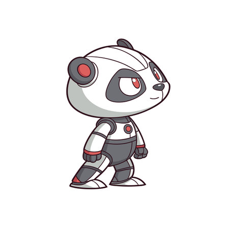 Robotic panda character in a cartoon illustration styleのイラスト素材