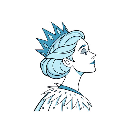 Elegant ice queen in profile with spiked crown vectorのイラスト素材