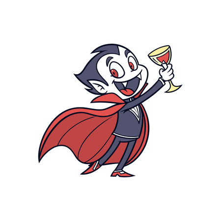 Cartoon vampire raises a toast with a wine glassのイラスト素材