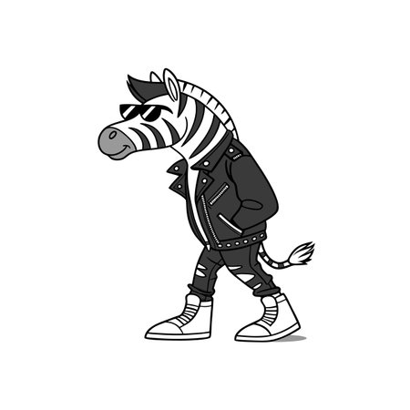Cool Zebra with Attitude, Leather Jacket, Sunglassesのイラスト素材