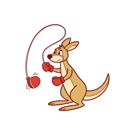 Cartoon kangaroo boxing with a punching ball toyのイラスト素材