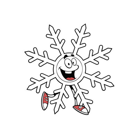 Cartoon Snowflake Character with Face and Shoes Illustrationのイラスト素材