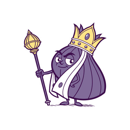 Fig King Cartoon Character Holding Scepter Illustrationのイラスト素材