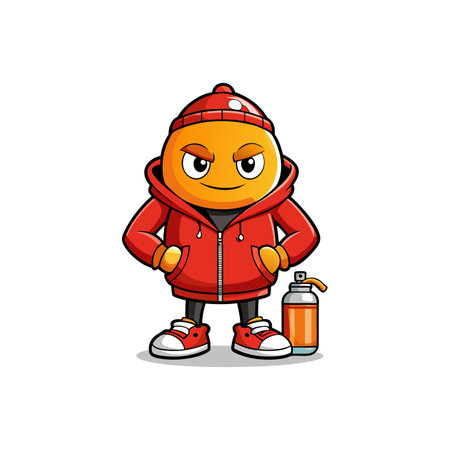 Cool emoji character in urban style with spray paintのイラスト素材