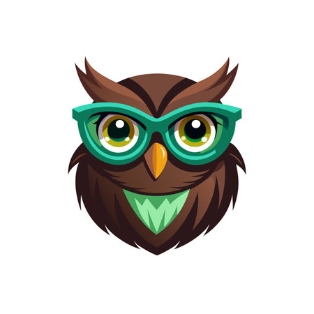 Cartoon owl head with glasses on white background imageのイラスト素材