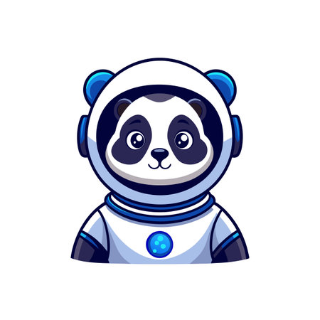 Astronaut panda cartoon character with a futuristic space suitのイラスト素材
