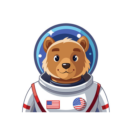Cute Cartoon Bear Astronaut on a Space Missionのイラスト素材