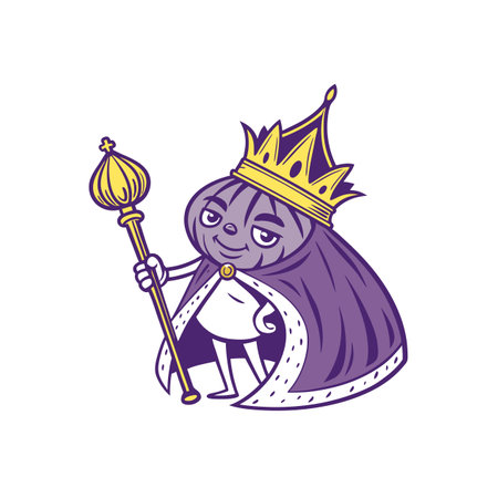 Cartoon onion character in regal attire, holding a scepterのイラスト素材