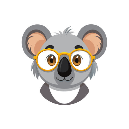 Cartoon koala with glasses portrait illustration for stock imageのイラスト素材