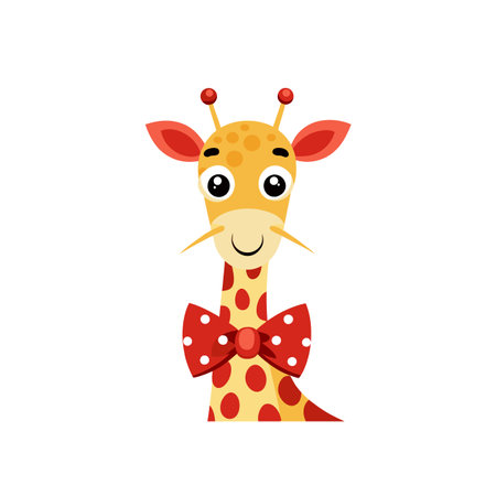 Cartoon giraffe wearing bowtie on white background illustrationのイラスト素材