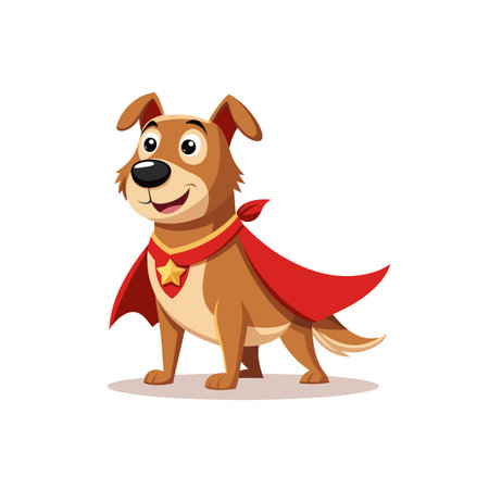 Hero Dog Cartoon Character with Red Cape Illustrationのイラスト素材