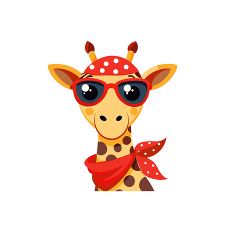 Cartoon giraffe with sunglasses and bandana illustration stock imageのイラスト素材