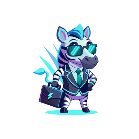Cartoon zebra in business suit carrying briefcase illustrationのイラスト素材