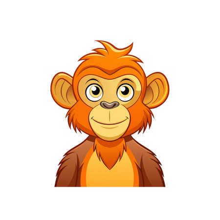 Cartoon monkey character portrait illustration on a white backgroundのイラスト素材