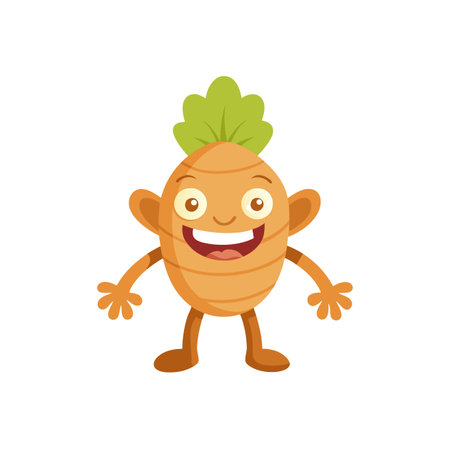 Smiling carrot character with arms and legs illustration artのイラスト素材