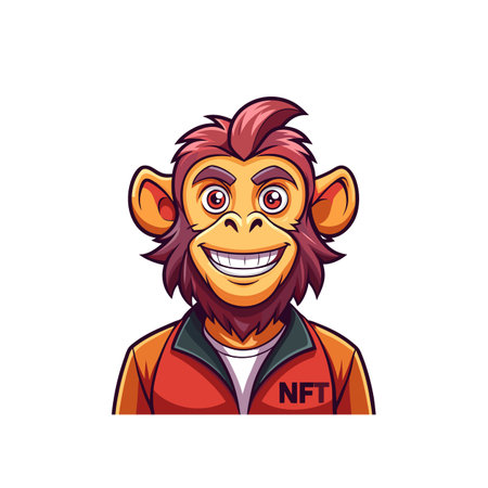 Cartoon monkey avatar with vibrant colors and playful expressionのイラスト素材