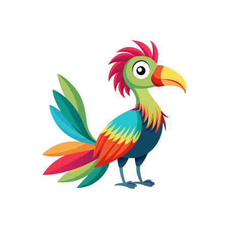 Colorful cartoon bird illustration with a whimsical design aestheticのイラスト素材
