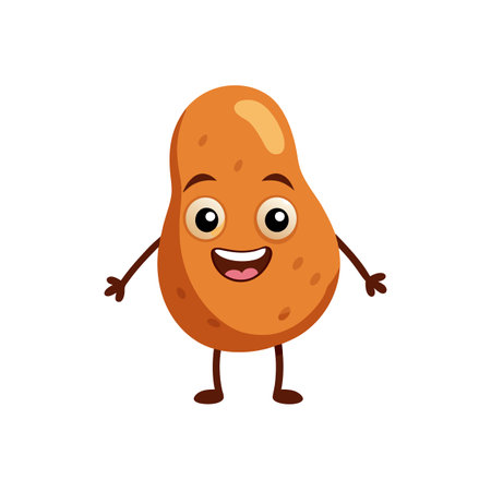 Cartoon potato character with arms and legs smiling happilyのイラスト素材