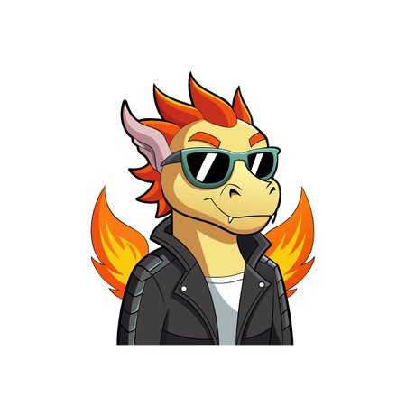 Cool dragon character wearing sunglasses and a leather jacketのイラスト素材