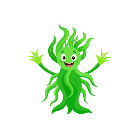 Cheerful cartoon seaweed character with open arms illustrationのイラスト素材